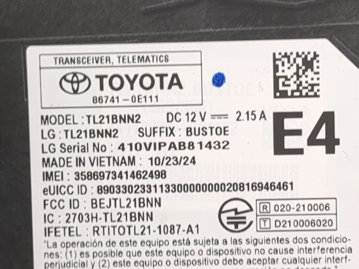 2025 Toyota Camry Telematics Control Module - Oemusedautoparts1.com
