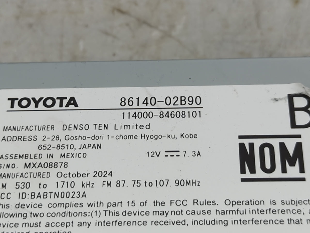 2025 Toyota Corolla Radio AM FM Cd Player Receiver Replacement P/N:86140-02B90 114000-84608101, BABTN0023A Fits OEM Used Aut