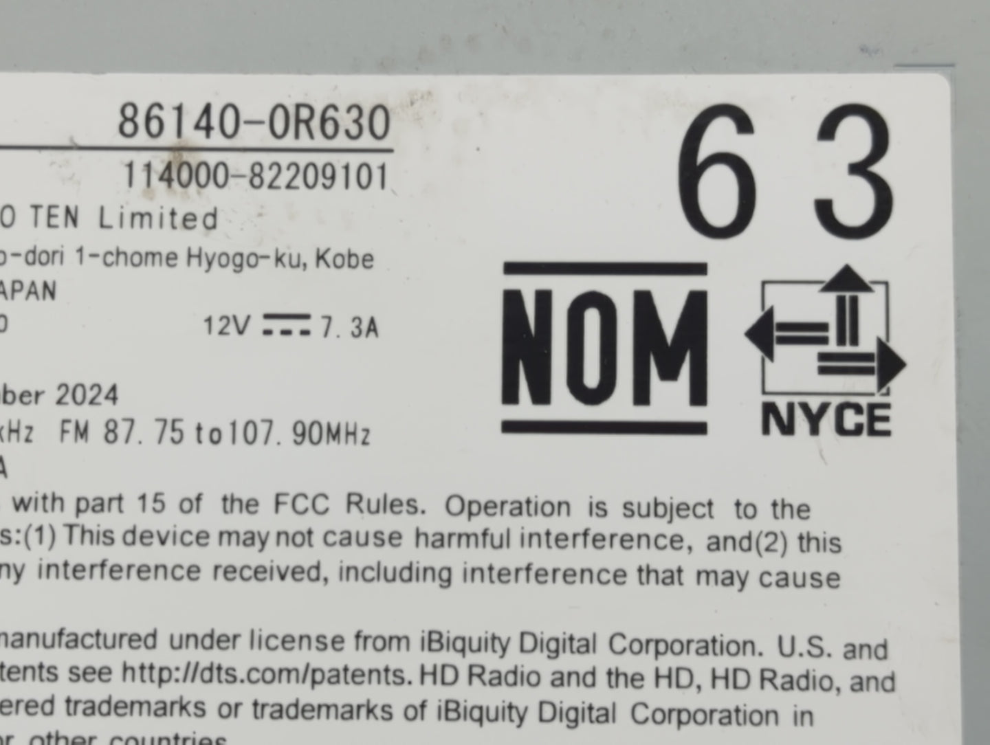 2025 Toyota Rav4 Radio AM FM Cd Player Receiver Replacement P/N:86140-0R630 Fits OEM Used Auto Parts - Oemusedautoparts1.com