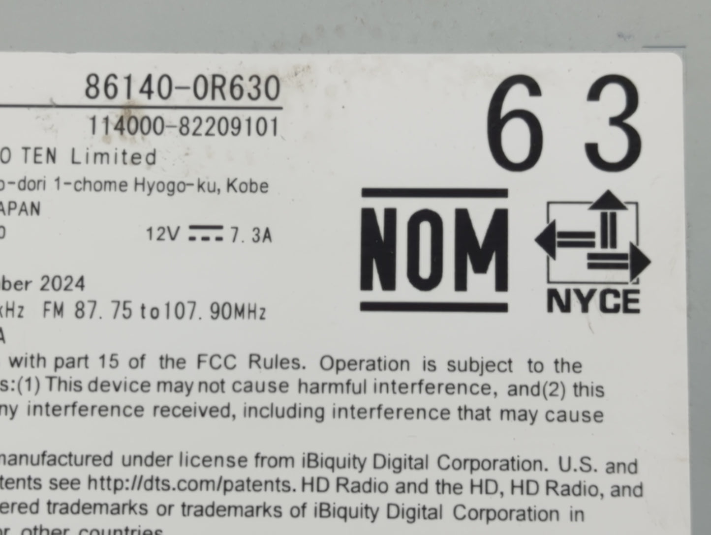 2025 Toyota Rav4 Radio AM FM Cd Player Receiver Replacement P/N:86140-0R630 Fits OEM Used Auto Parts - Oemusedautoparts1.com