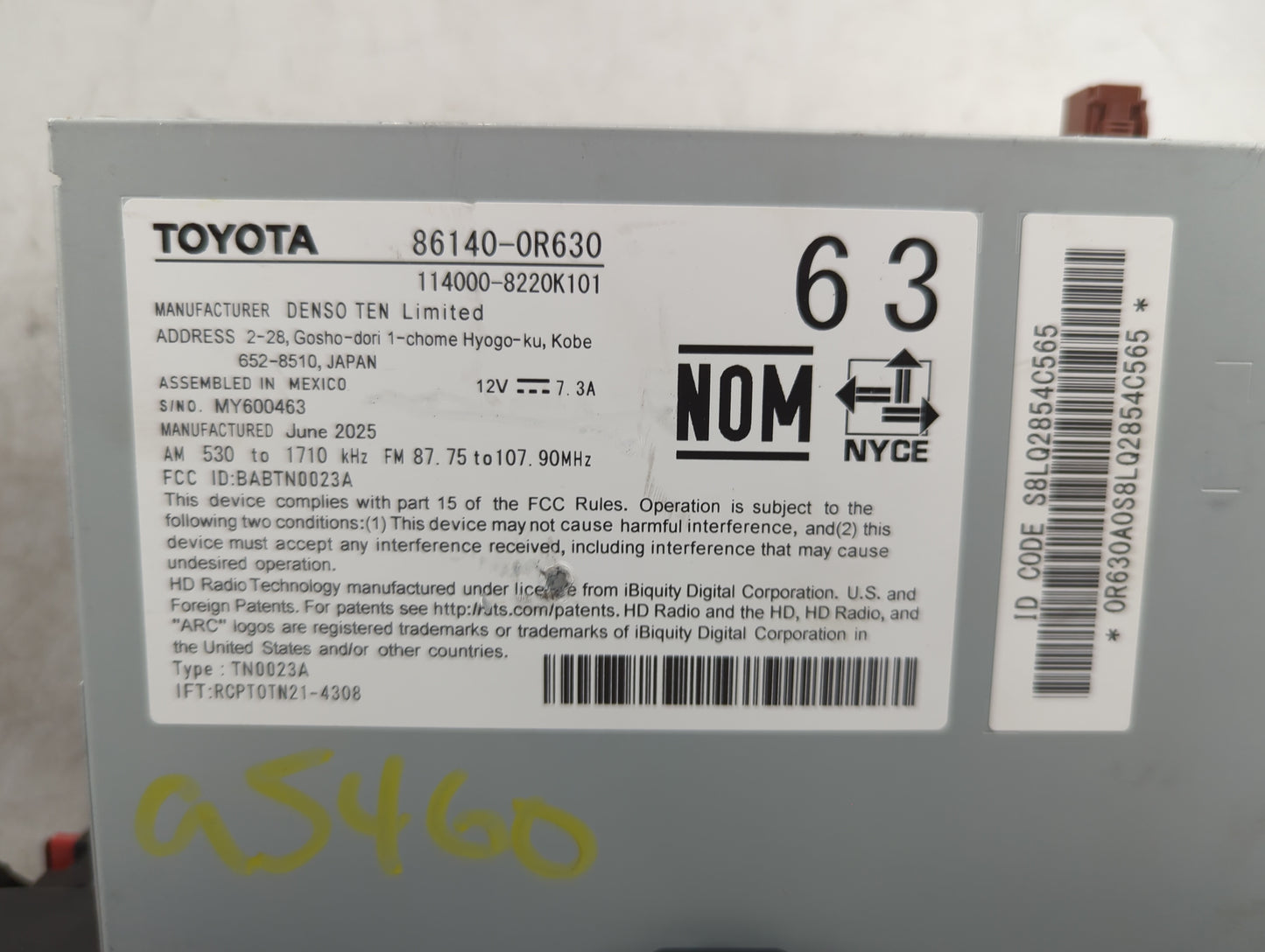 2025 Toyota Rav4 Radio AM FM Cd Player Receiver Replacement P/N:86140-0R630 114000-8220K101, BABTN0023A, TN0023A Fits OEM Us