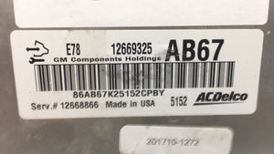 2016 Chevrolet Trax PCM Engine Control Computer ECU ECM PCU OEM P/N:12669325 Fits OEM Used Auto Parts