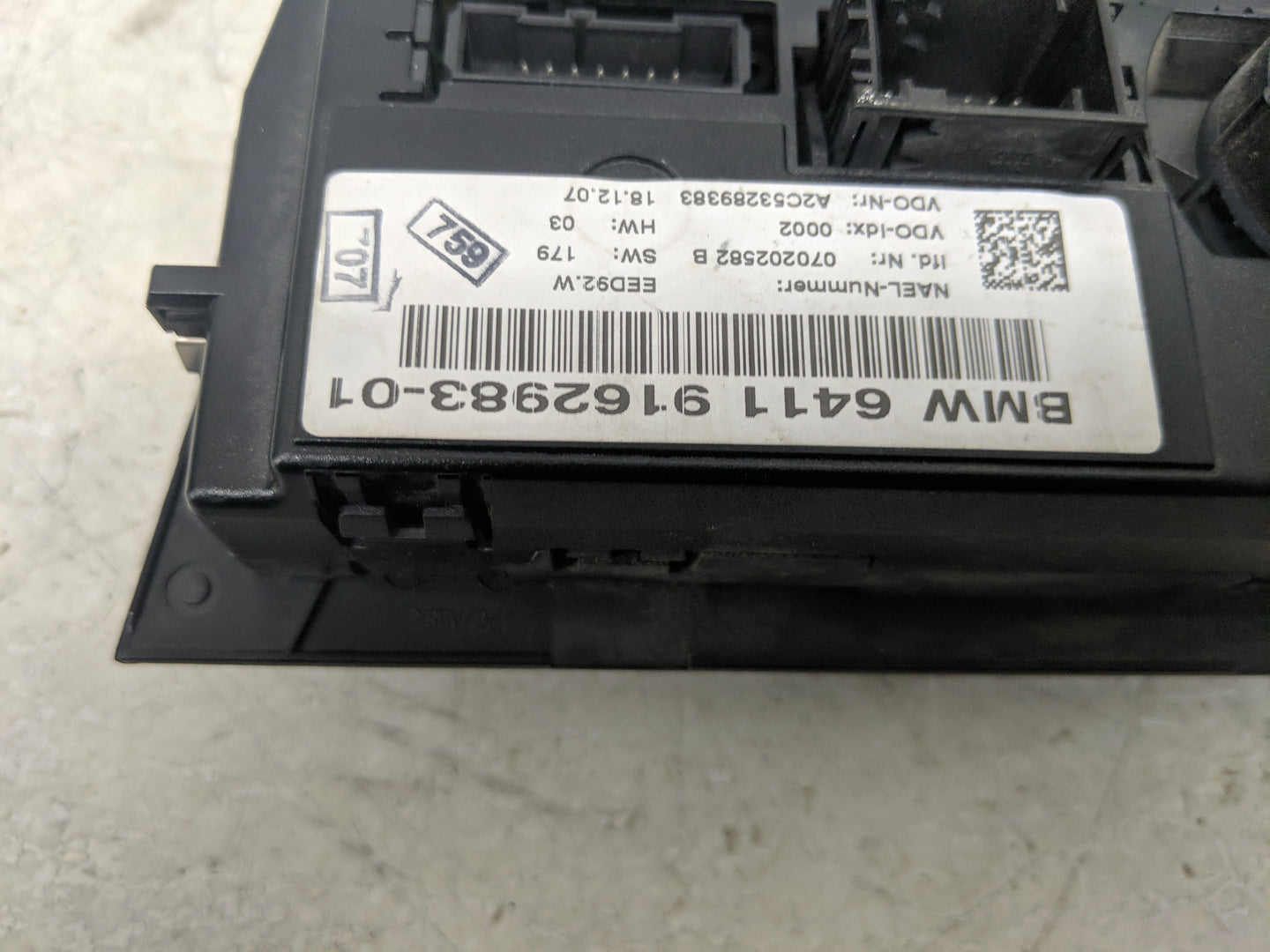 2007-2010 Bmw 328i Climate Control Module Temperature AC/Heater Replacement P/N:6411 9162983-01 Fits Fits 2007 2008 2009 201