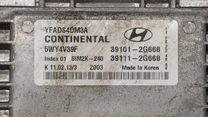 2011-2014 Hyundai Sonata PCM Engine Control Computer ECU ECM PCU OEM P/N:39111-2G668 39101-2G668 Fits Fits 2011 2012 2013 2014 OEM Used Auto Parts - Oemusedautoparts1.com 