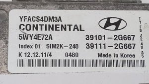 2011-2014 Hyundai Sonata PCM Engine Control Computer ECU ECM PCU OEM P/N:39101-2G667 39111-2G667 Fits Fits 2011 2012 2013 2014 OEM Used Auto Parts - Oemusedautoparts1.com 