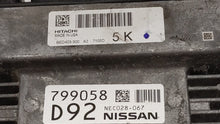 2017 Nissan Pathfinder PCM Engine Control Computer ECU ECM PCU OEM P/N:BED403-300 A1 NEC028-065, NEC028-067, BED403-300 A2 Fits OEM Used Auto Parts - Oemusedautoparts1.com 