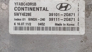 2011-2014 Hyundai Sonata PCM Engine Control Computer ECU ECM PCU OEM P/N:39111-2G671 39101-2G671 Fits Fits 2011 2012 2013 2014 OEM Used Auto Parts - Oemusedautoparts1.com 