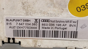 2007 Audi A4 Quattro Radio AM FM Cd Player Receiver Replacement P/N:8E0 035 195 AF 7 646 019 380 Fits OEM Used Auto Parts