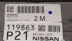 2019 Nissan Altima PCM Engine Control Computer ECU ECM PCU OEM P/N:BED509-300 A1 NEC041-056, BED509-300, NEC039-657 Fits OEM Used Auto Parts - Oemusedautoparts1.com