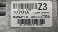 2015 Toyota Corolla PCM Engine Control Computer ECU ECM PCU OEM P/N:89661-0Z630 89661-0Z631 Fits OEM Used Auto Parts - Oemusedautoparts1.com