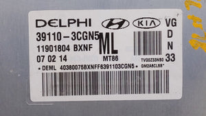 2014-2016 Kia Cadenza PCM Engine Control Computer ECU ECM PCU OEM P/N:39110-3CGN5 Fits Fits 2014 2015 2016 OEM Used Auto Parts - Oemusedautoparts1.com