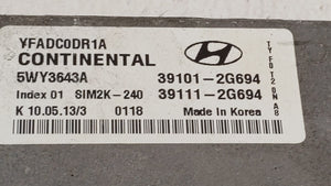 2011-2014 Hyundai Sonata PCM Engine Control Computer ECU ECM PCU OEM P/N:39101-2G692 39111-2G690 Fits Fits 2011 2012 2013 2014 OEM Used Auto Parts - Oemusedautoparts1.com