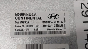 2014-2016 Hyundai Elantra PCM Engine Control Computer ECU ECM PCU OEM P/N:39102-2EML6 39103-2EML6 Fits Fits 2014 2015 2016 OEM Used Auto Parts - Oemusedautoparts1.com