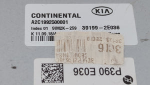 2019 Kia Forte PCM Engine Control Computer ECU ECM PCU OEM P/N:39199-2E036 Fits OEM Used Auto Parts - Oemusedautoparts1.com