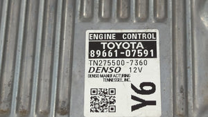 2013 Toyota Avalon PCM Engine Control Computer ECU ECM PCU OEM P/N:89661-07590 89661-07591 Fits Fits 2014 OEM Used Auto Parts - Oemusedautoparts1.com