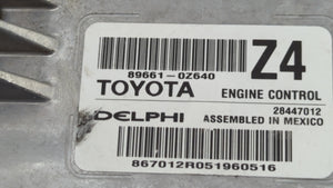 2015 Toyota Corolla PCM Engine Control Computer ECU ECM PCU OEM P/N:89661-0Z640 Fits OEM Used Auto Parts - Oemusedautoparts1.com