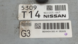 2013-2015 Nissan Sentra PCM Engine Control Computer ECU ECM PCU OEM P/N:BEM404-300 A1 NEC001-666 Fits Fits 2013 2014 2015 OEM Used Auto Parts - Oemusedautoparts1.com