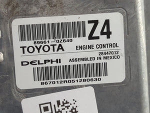 2015 Toyota Corolla PCM Engine Control Computer ECU ECM PCU OEM P/N:89661-0Z640 Fits OEM Used Auto Parts