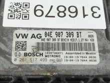 2019 Volkswagen Jetta PCM Engine Control Computer ECU ECM PCU OEM P/N:04E 907 309 BT 04E907309BT Fits OEM Used Auto Parts