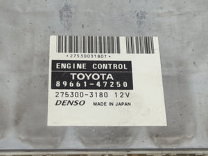 2008-2009 Toyota Prius PCM Engine Control Computer ECU ECM PCU OEM P/N:89661-47250 Fits Fits 2008 2009 OEM Used Auto Parts