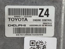 2015 Toyota Corolla PCM Engine Control Computer ECU ECM PCU OEM P/N:89661-0Z640 Fits OEM Used Auto Parts