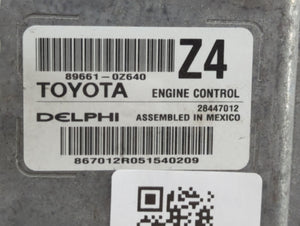 2015 Toyota Corolla PCM Engine Control Computer ECU ECM PCU OEM P/N:89661-0Z640 Fits OEM Used Auto Parts