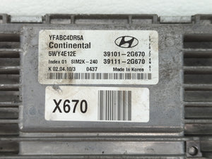 2011 Hyundai Sonata PCM Engine Control Computer ECU ECM PCU OEM P/N:39111-2G661 39101-2G661, 39111-2G660, 39101-2G660 Fits OEM Used Auto Parts