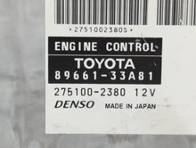 2005 Toyota Camry PCM Engine Control Computer ECU ECM PCU OEM P/N:89661-33A81 Fits OEM Used Auto Parts