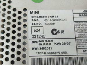 2007 Mini Cooper Radio AM FM Cd Player Receiver Replacement P/N:3452681 65.12-3454567-01 Fits OEM Used Auto Parts