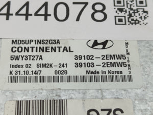 2014-2016 Hyundai Elantra PCM Engine Control Computer ECU ECM PCU OEM P/N:39102-2EMW5 39103-2EMW5 Fits Fits 2014 2015 2016 OEM Used Auto Parts