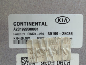 2019-2021 Kia Forte PCM Engine Control Computer ECU ECM PCU OEM P/N:39199-2E036 Fits Fits 2019 2020 2021 OEM Used Auto Parts