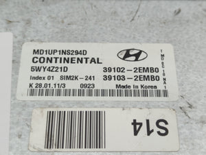 2011 Hyundai Elantra PCM Engine Control Computer ECU ECM PCU OEM P/N:39102-2EMB0 39103-2EMB0 Fits OEM Used Auto Parts