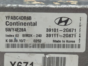 2011 Hyundai Sonata PCM Engine Control Computer ECU ECM PCU OEM P/N:39101-2G660 39111-2G660, 39111-2G670, 39101-2G670 Fits OEM Used Auto Parts