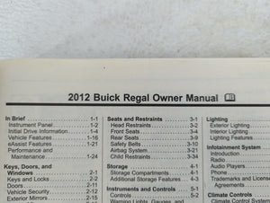 2012 Buick Regal Owners Manual Book Guide OEM Used Auto Parts