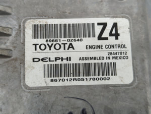 2015-2016 Toyota Corolla PCM Engine Control Computer ECU ECM PCU OEM P/N:89661-0Z640 Fits Fits 2015 2016 OEM Used Auto Parts