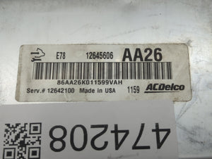 2011 Chevrolet Cruze PCM Engine Control Computer ECU ECM PCU OEM P/N:12642100 12645606, 12644081 Fits OEM Used Auto Parts