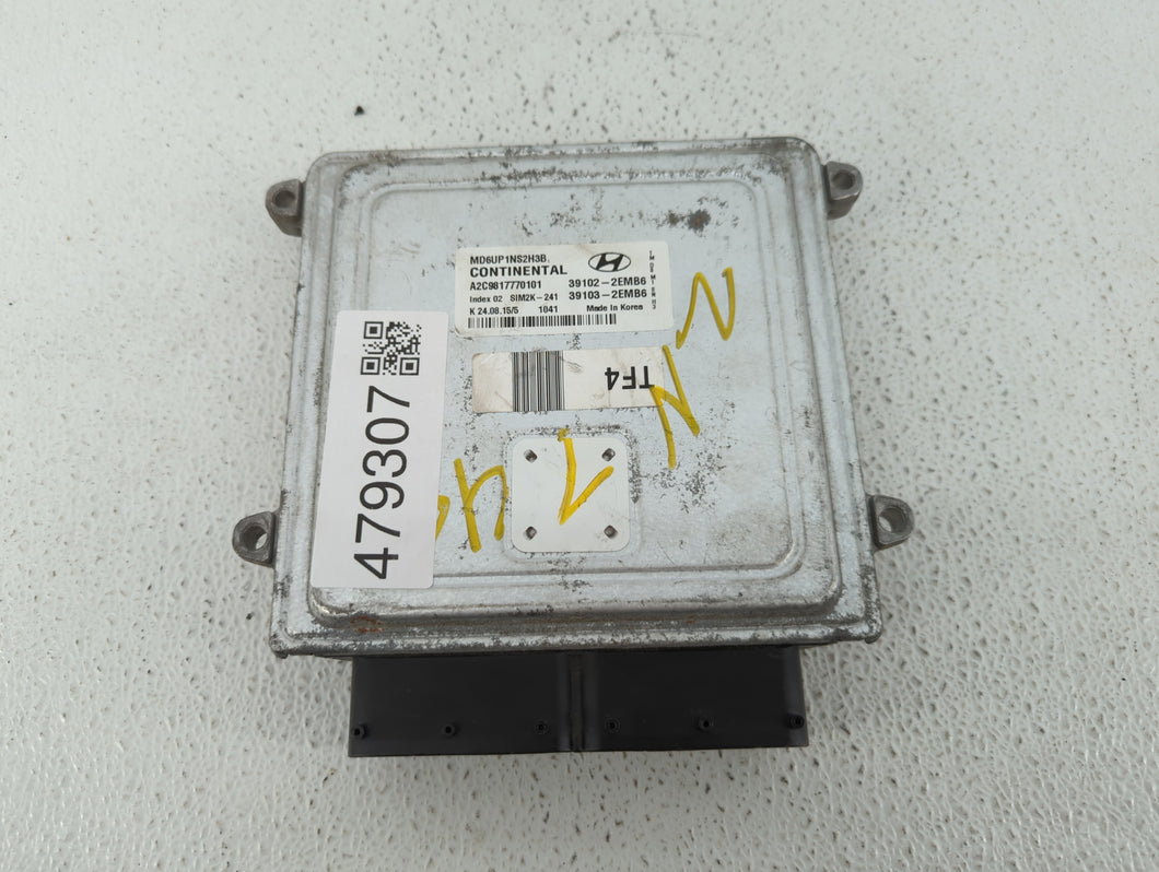 2014-2016 Hyundai Elantra PCM Engine Control Computer ECU ECM PCU OEM P/N:39103-2EMB6 39102-2EMB6 Fits Fits 2014 2015 2016 OEM Used Auto Parts