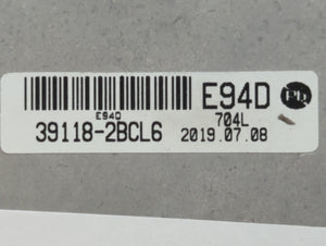 2020-2021 Hyundai Kona PCM Engine Control Computer ECU ECM PCU OEM P/N:39118-2BBCL6 Fits Fits 2020 2021 OEM Used Auto Parts