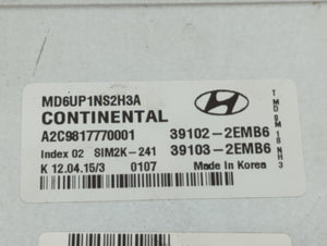 2014-2016 Hyundai Elantra PCM Engine Control Computer ECU ECM PCU OEM P/N:39103-2EMB6 39102-2EMB6 Fits Fits 2014 2015 2016 OEM Used Auto Parts