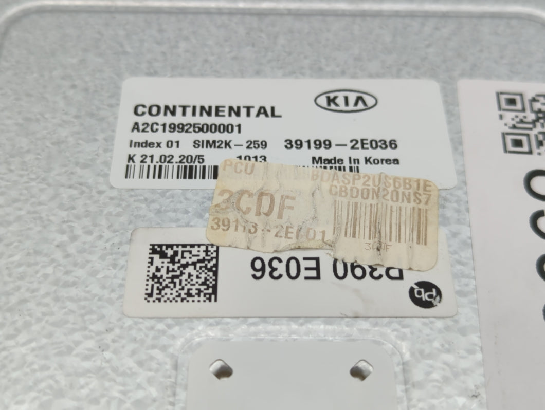 2019-2021 Kia Forte PCM Engine Control Computer ECU ECM PCU OEM P/N:39199-2E036 Fits Fits 2019 2020 2021 OEM Used Auto Parts