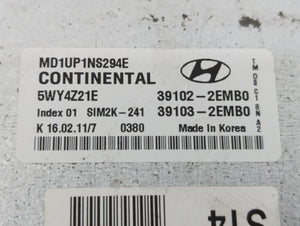 2011 Hyundai Elantra PCM Engine Control Computer ECU ECM PCU OEM P/N:39103-2EMB0 39102-2EMB0, 39111-2G874, 39101-2G874 Fits OEM Used Auto Parts