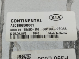 2019-2021 Kia Forte PCM Engine Control Computer ECU ECM PCU OEM P/N:39199-2E036 Fits Fits 2019 2020 2021 OEM Used Auto Parts