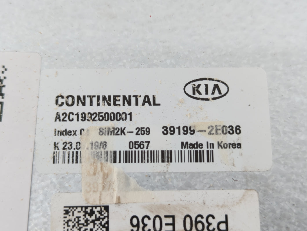 2019-2021 Kia Forte PCM Engine Control Computer ECU ECM PCU OEM P/N:39199-2E036 Fits Fits 2019 2020 2021 OEM Used Auto Parts