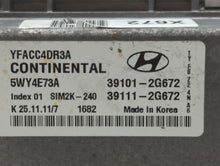 2011-2014 Hyundai Sonata PCM Engine Control Computer ECU ECM PCU OEM P/N:39111-2G672 39101-2G672 Fits Fits 2011 2012 2013 2014 OEM Used Auto Parts