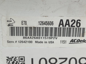 2011 Chevrolet Cruze PCM Engine Control Computer ECU ECM PCU OEM P/N:12642100 12645606, 12644081 Fits OEM Used Auto Parts