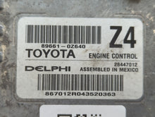 2015-2016 Toyota Corolla PCM Engine Control Computer ECU ECM PCU OEM P/N:89661-0Z640 Fits Fits 2015 2016 OEM Used Auto Parts