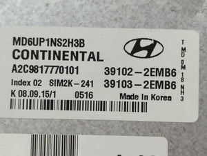 2014-2016 Hyundai Elantra PCM Engine Control Computer ECU ECM PCU OEM P/N:39103-2EMB6 39102-2EMB6 Fits Fits 2014 2015 2016 OEM Used Auto Parts