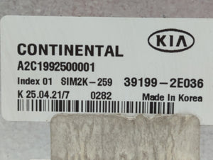 2020-2021 Kia Forte PCM Engine Control Computer ECU ECM PCU OEM P/N:39199-2E036 Fits Fits 2020 2021 OEM Used Auto Parts