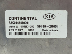 2019-2020 Kia Sorento PCM Engine Control Computer ECU ECM PCU OEM P/N:39173-2GMA1 39172-2GMA1 Fits Fits 2019 2020 OEM Used Auto Parts