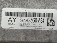 2015 Honda Accord PCM Engine Control Computer ECU ECM PCU OEM P/N:37820-5G0-A34 Fits OEM Used Auto Parts